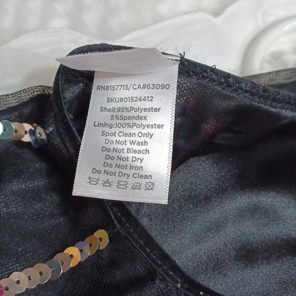 Spirit Black & Silver Sequin Cob‎ Web Top /Blouse/  Top One Size - Picture 6 of 6